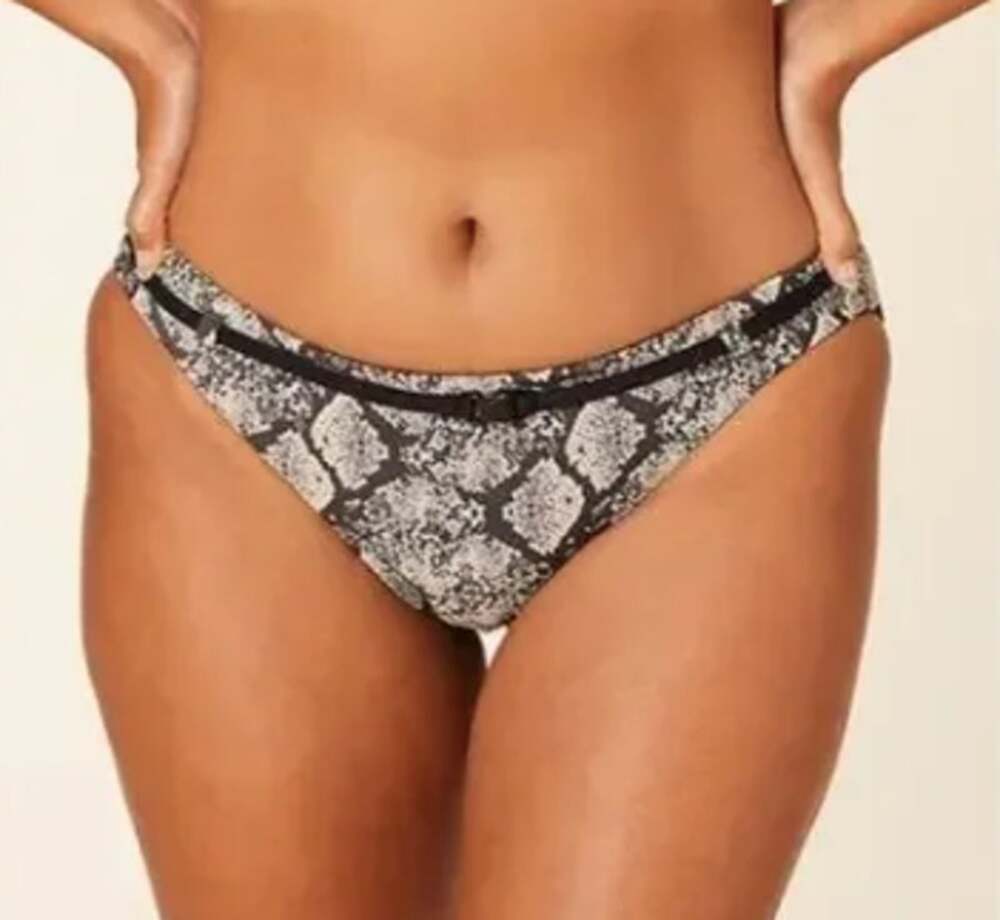 NWT Andie Swim The Riviera Belted Mid Rise Bikini Bottom Snake Print Size L